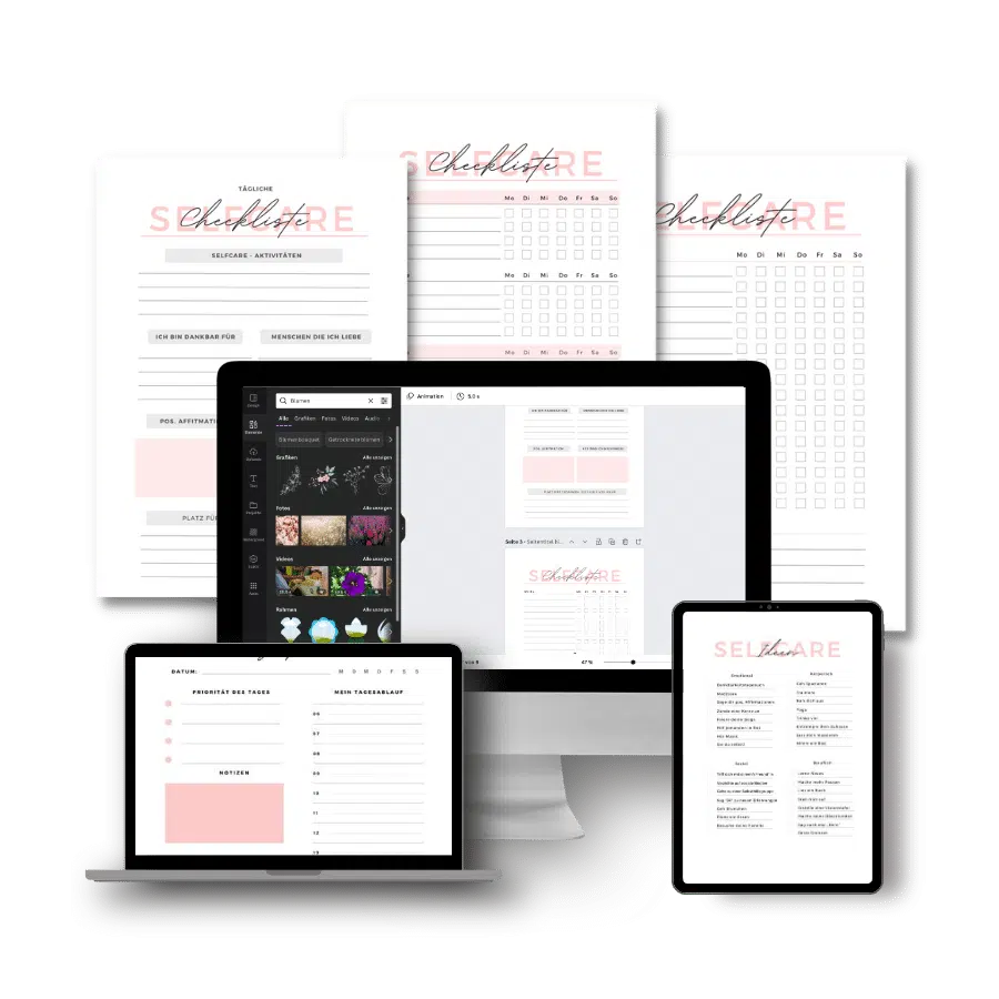 Self Care Planner Vorlagen Mockup